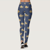 Aqua Blue Goldfish Zeemeermin Design Blue Glitter Leggings (Achterkant)