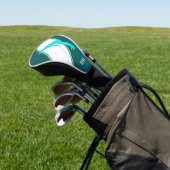 Aqua Blue Golfer op Blauwgroen wit Golfheadcover (Insitu)