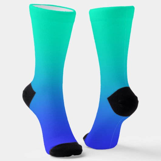 Aqua Blue Gradient Crew Sokken (Gebogen)