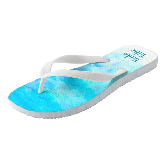 Aqua Blue Gradient Simple Monogram Name Teenslippe Teenslippers (Schuin)