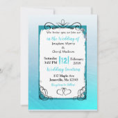 Aqua Blue Gradient Zwart Script bruiloft uitnodigi Kaart (Voorkant)