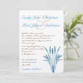 Aqua Blue Grasses en Font Wedding Invitations Kaart (Staand voorkant)