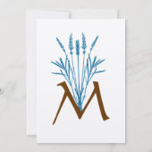 Aqua Blue Grasses en Font Wedding Kaart (Achterkant)
