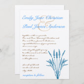Aqua Blue Grasses en Font Wedding Kaart (Voorkant / Achterkant)