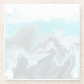 Aqua Blue Gray en Black Waves Abstracte Moderne Ar Glazen Onderzetter (Achterkant)
