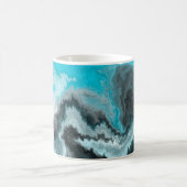 Aqua Blue Gray en Black Waves Abstracte Moderne Ar Koffiemok (Center)