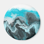 Aqua Blue Gray en Black Waves Abstracte Moderne Ar Magneet (Voorkant)