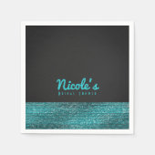 Aqua Blue & Gray Modern Glam Sequins Chic Party Servetten (Voorkant)