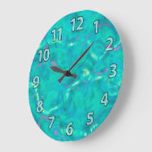 Aqua Blue Green Abstract Art Patroon Grote Klok (Hoek)