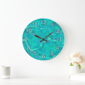 Aqua Blue Green Abstract Art Patroon Grote Klok (Huis)