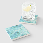 Aqua Blue Green Abstract Stenen Onderzetter (Zijkant)
