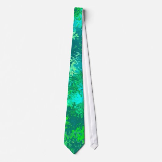 Aqua Blue Green Abstract Stropdas (Voorkant)