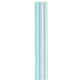 Aqua Blue Green Beach-kleurenstripes Lange Tafelloper (Voorkant)