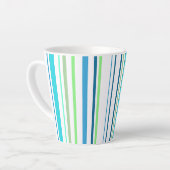 Aqua Blue Green Beach-kleurenstripes Latte Mok (Linkerhoek)