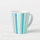Aqua Blue Green Beach-kleurenstripes Latte Mok (Rechterhoek)