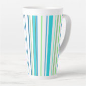 Aqua Blue Green Beach-kleurenstripes Latte Mok (Rechterhoek)