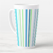Aqua Blue Green Beach-kleurenstripes Latte Mok (Linkerhoek)