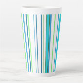 Aqua Blue Green Beach-kleurenstripes Latte Mok (Voorkant)
