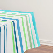 Aqua Blue Green Beach-kleurenstripes Tafelkleed (Voorbeeld)