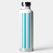 Aqua Blue Green Beach-kleurenstripes Waterfles (Rechts)