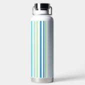 Aqua Blue Green Beach-kleurenstripes Waterfles (Achterkant)