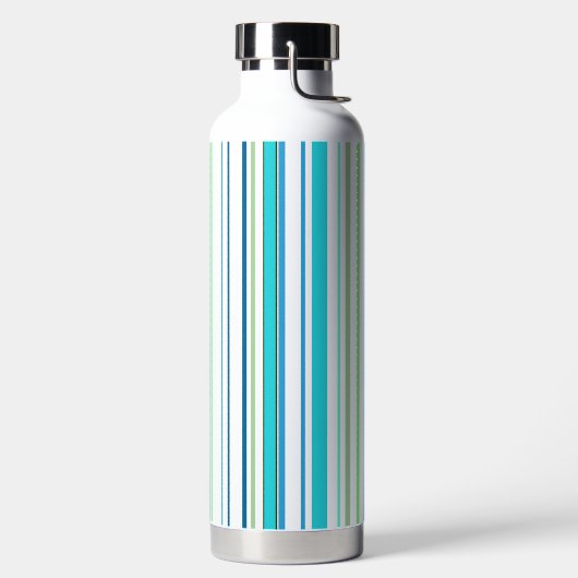 Aqua Blue Green Beach-kleurenstripes Waterfles (Links)