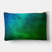 Aqua Blue Green Chic Floral Heart Accessoirezak Etui (Achterkant)