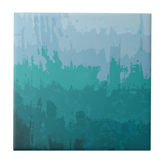 Aqua Blue Green Color Mix Ombre Grunge Design Tegeltje (Voorkant)