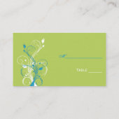 Aqua Blue, Green en White Floral Place Cards Plaatskaartje (Achterkant)