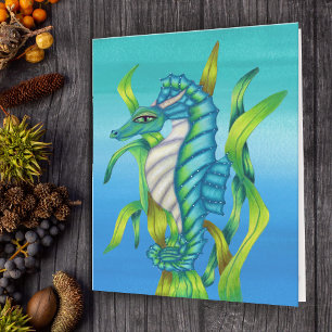 Aqua Blue Green Fantasy Zee Dragon in zeewier blau Kaart