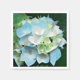 Aqua Blue & Green Floral Hydrangea Papieren servet