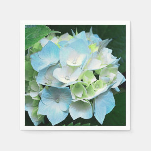 Aqua Blue & Green Floral Hydrangea Papieren servet
