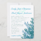 Aqua Blue Green Flowers Wedding Invitation Kaart (Voorkant)