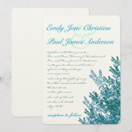 Aqua Blue Green Flowers Wedding Invitation Kaart