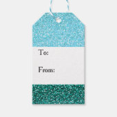 Aqua Blue Green Glitter Kerstmis Cadeaulabel (Voorkant)