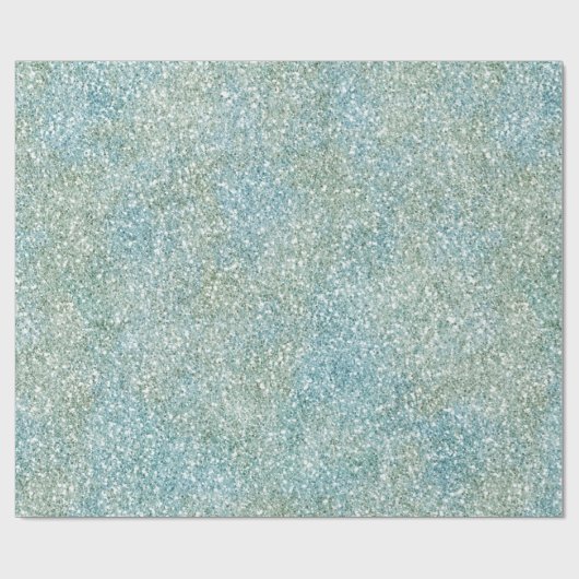 Aqua Blue Green Glitzy Glitter Cadeaupapier (Vlak)
