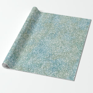 Aqua Blue Green Glitzy Glitter Cadeaupapier