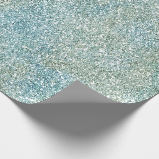Aqua Blue Green Glitzy Glitter Cadeaupapier (Hoek)
