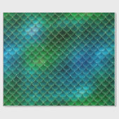 Aqua Blue Green Mermaid Scales Cadeaupapier (Vlak)