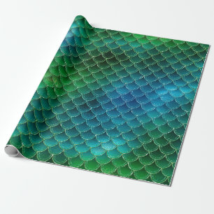 Aqua Blue Green Mermaid Scales Cadeaupapier