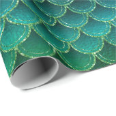 Aqua Blue Green Mermaid Scales Cadeaupapier (Rol Hoek)