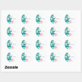 Aqua Blue Green Waterverf Floral Baby shower Ronde Sticker (Vel)