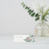 AQUA BLUE GREEN WATERVERF FOLIAGE OLIVE ADRES MINI VISITEKAARTJE (Staand voorkant)