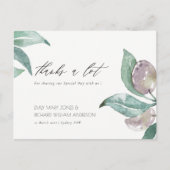 AQUA BLUE GREEN WATERVERF FOLIAGE OLIVE DANK U BRIEFKAART (Voorkant)