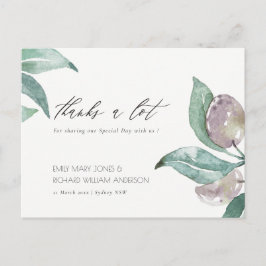 AQUA BLUE GREEN WATERVERF FOLIAGE OLIVE DANK U BRIEFKAART