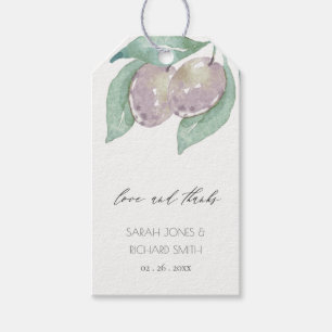 AQUA BLUE GREEN WATERVERF FOLIAGE OLIVE MONOGRAM CADEAULABEL