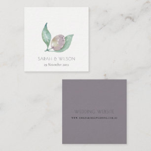 AQUA BLUE GREEN WATERVERF FOLIAGE OLIVE WEDDING VIERKANTE VISITEKAARTJE