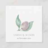 AQUA BLUE GREEN WATERVERF FOLIAGE OLIVE WEDDING VIERKANTE VISITEKAARTJE (Voorkant)