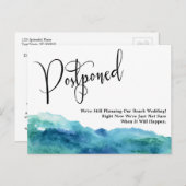 Aqua Blue Green Waterverf Postponed Wedding Briefkaart (Voorkant / Achterkant)