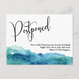 Aqua Blue Green Waterverf Postponed Wedding Briefkaart